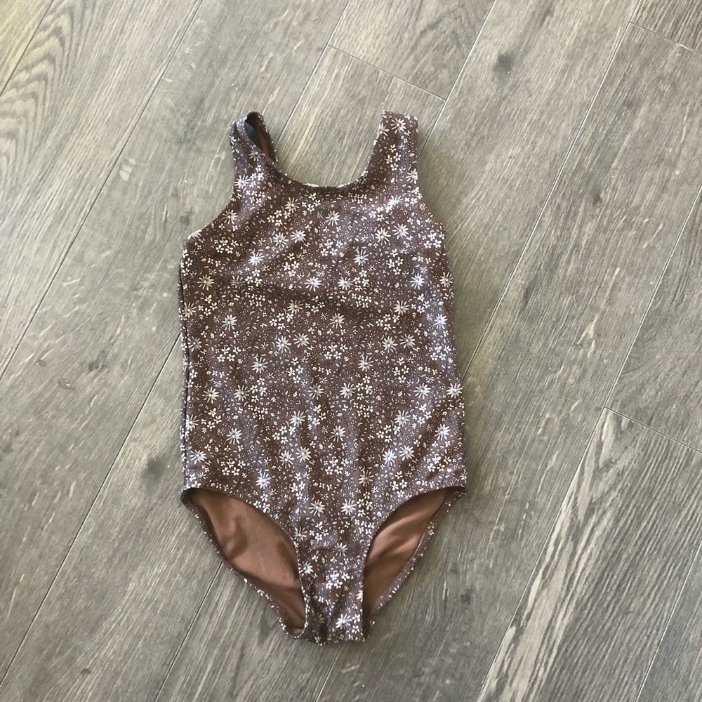 H&M Girls Brown Floral One-Piece Swimsuit | Size 4-6T